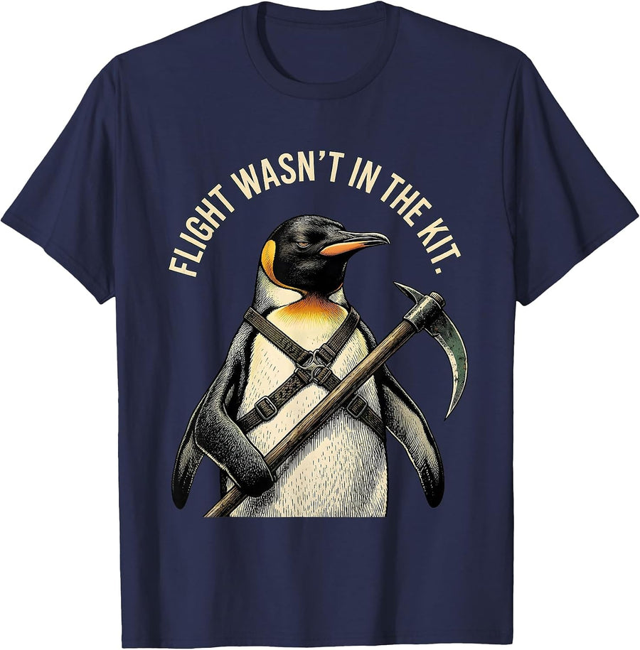 Flight Wasn't In The Kit Vintage Tactical Penguin Funny Bird T-Shirt - Navy Blue