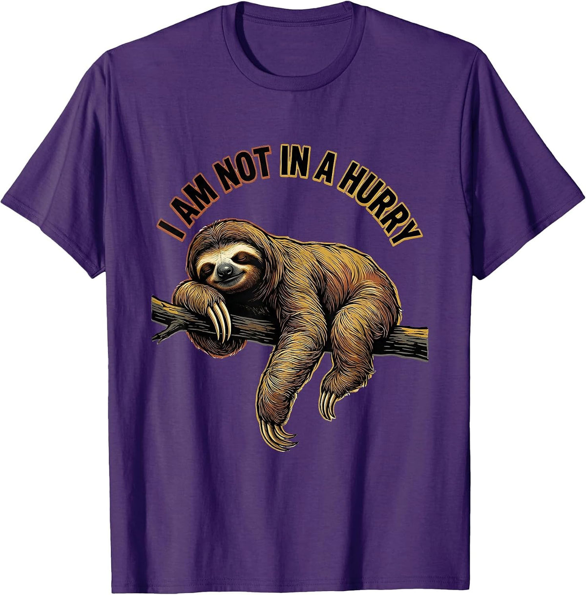 I Am Not In A Hurry Funny Sloth Humor Novelty Gift T-Shirt - Purple