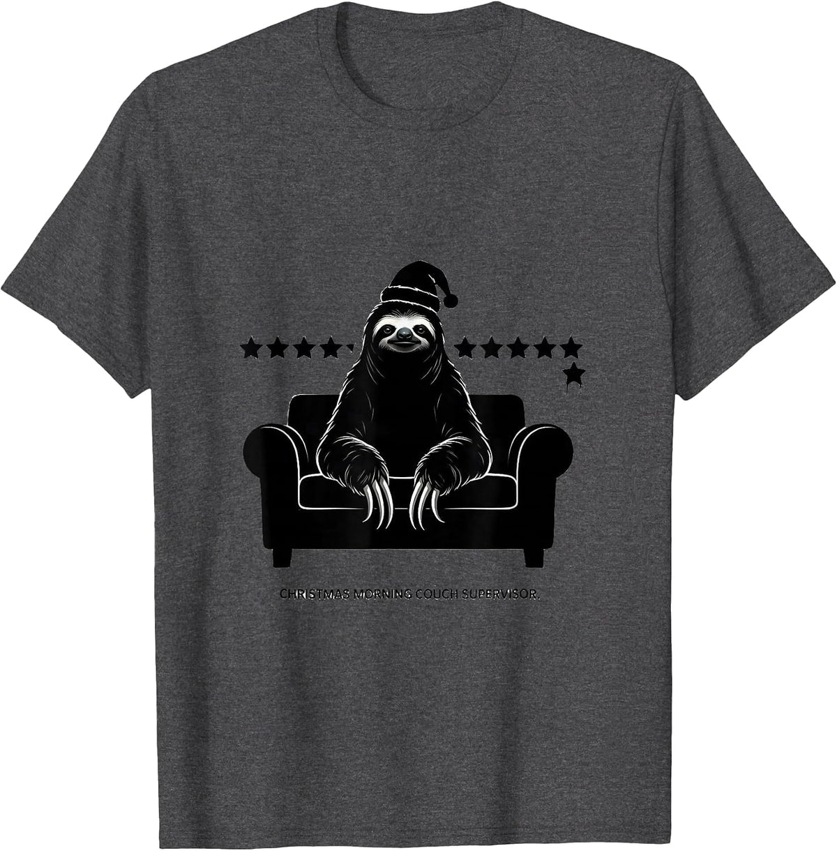 Men's Christmas Morning Couch Supervisor Funny Sloth Lover Gift T-Shirt - Dark Heather Grey
