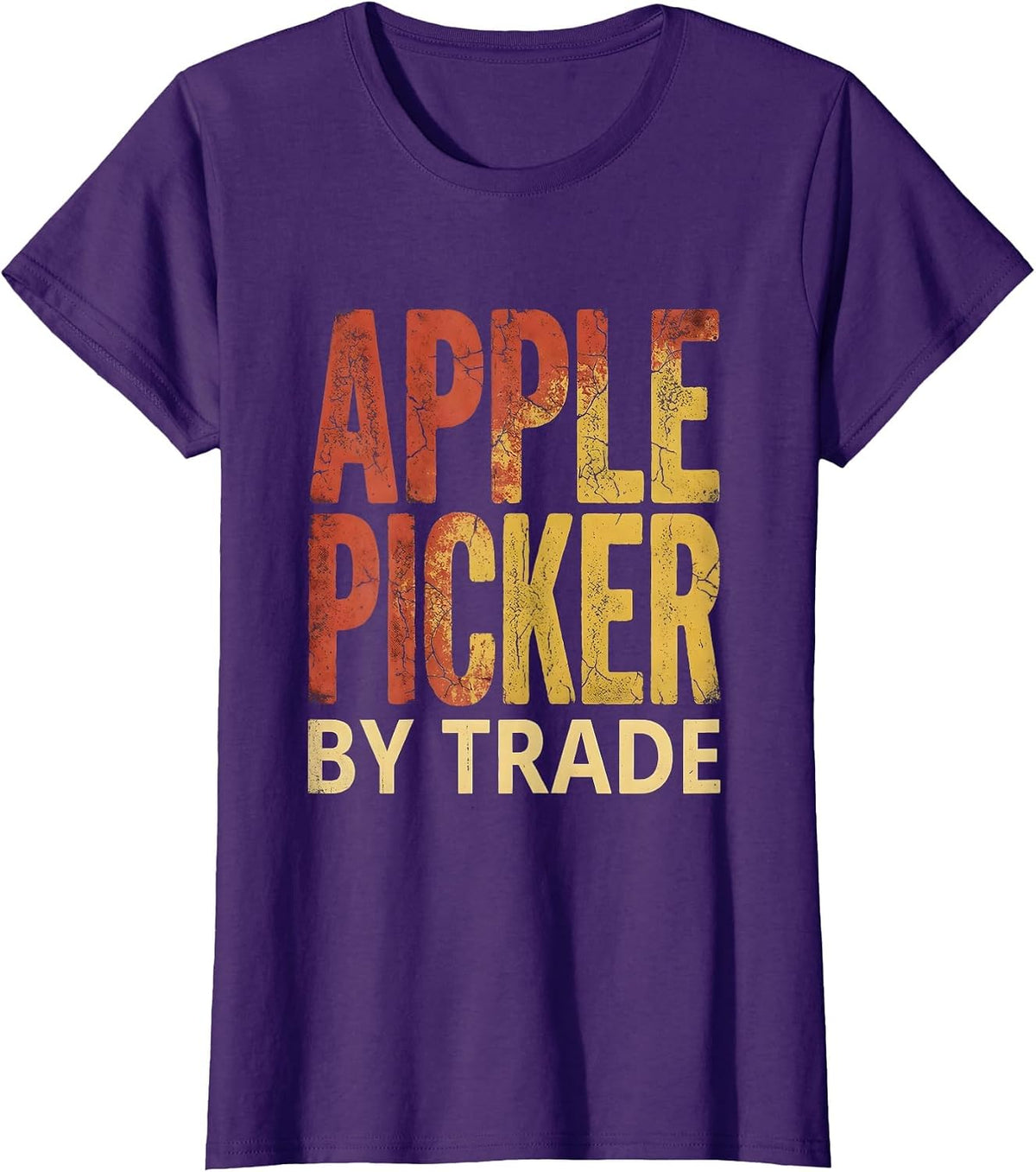 Women's Apple Picker By Trade Orchard Harvest Design T-Shirt - Purple