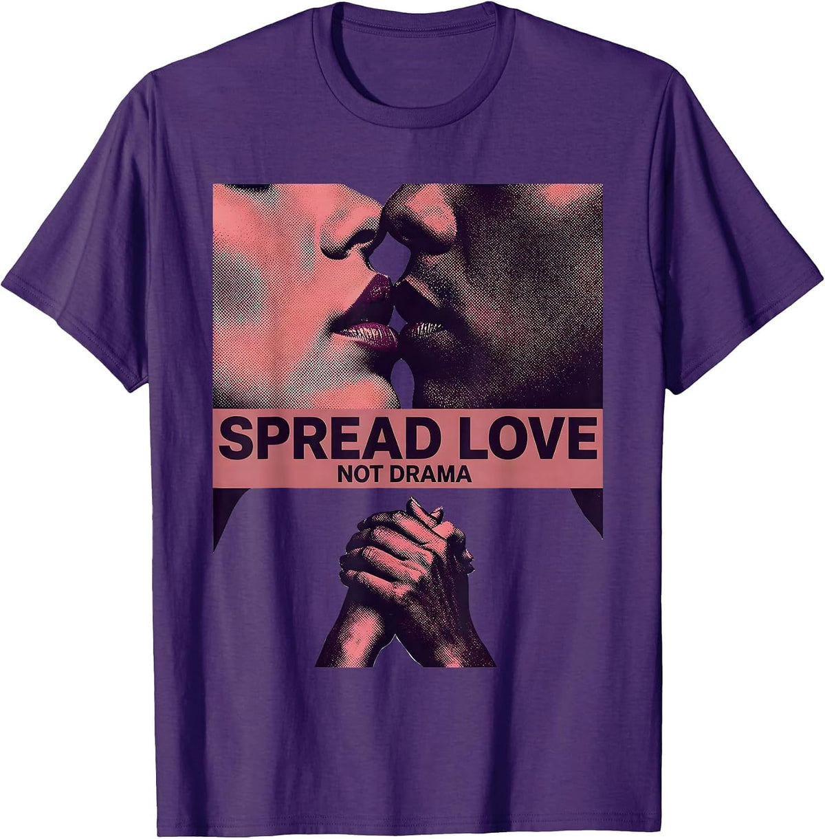 Spread Love Not Drama Positive Vibes Design T-Shirt - Purple