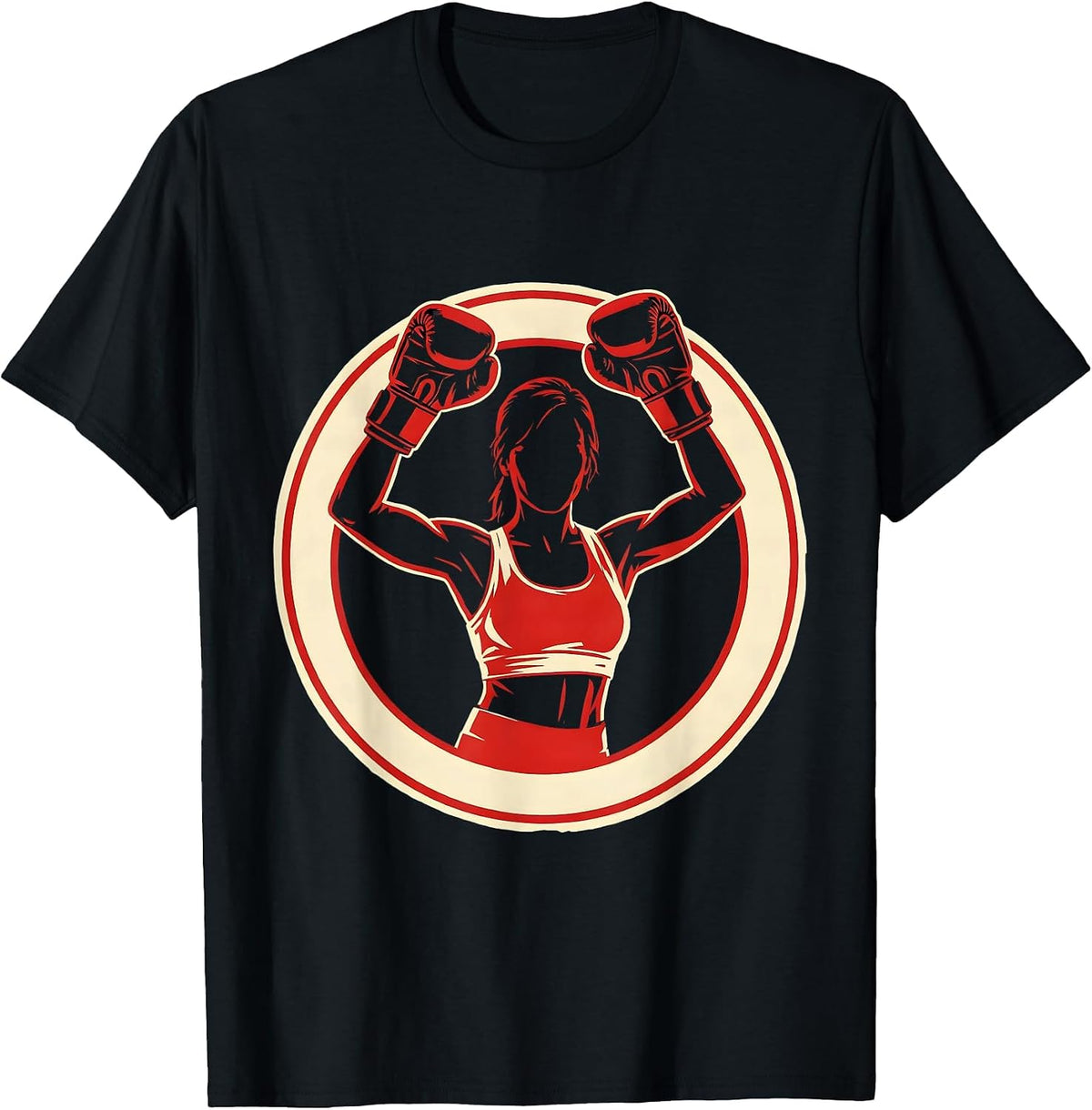 Men's Boxing Gloves Victory Raise Illustration T-Shirt - Black
