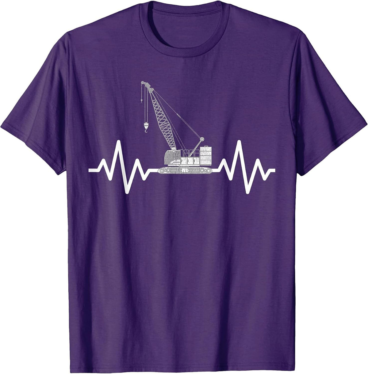 Crane Operator Heartbeat Construction Design T-Shirt - Purple
