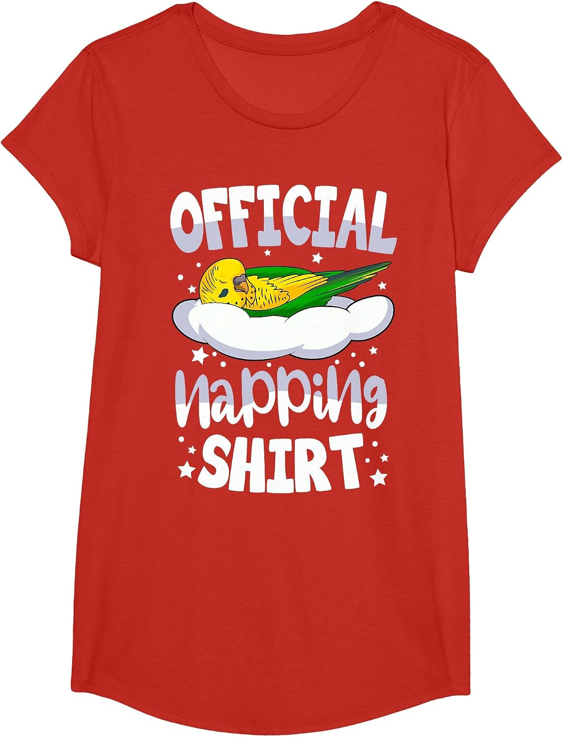 Budgie Pyjamas Budgerigar Lover Official Napping T-Shirt - Girls Red