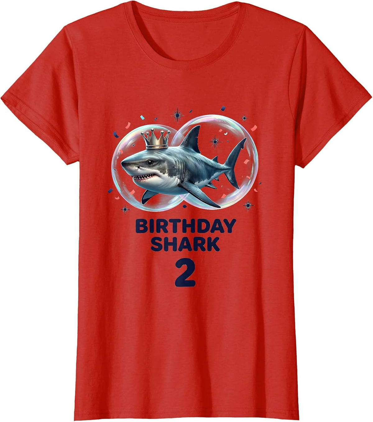 Women's Birthday Shark 2 Playful Toddler Party Matching Whale Family T-Shirt - Red