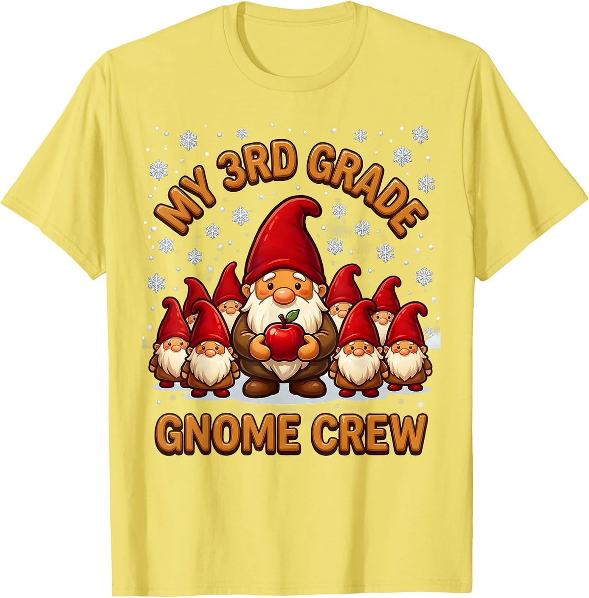 Men's My 3rd Grade Gnome Crew Cute Playful Christmas Teacher T-Shirt - Lemon Yellow