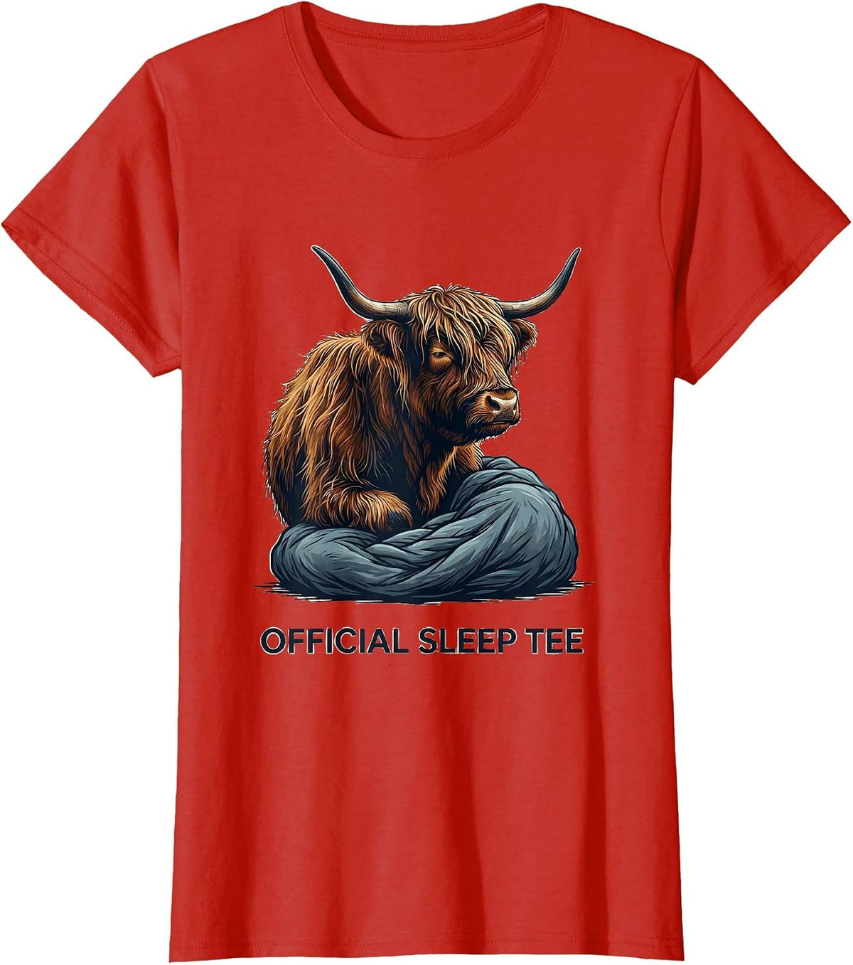 Women's Official Sleep Tee Cozy Highland Cow Pajama Nightgown T-Shirt - Red