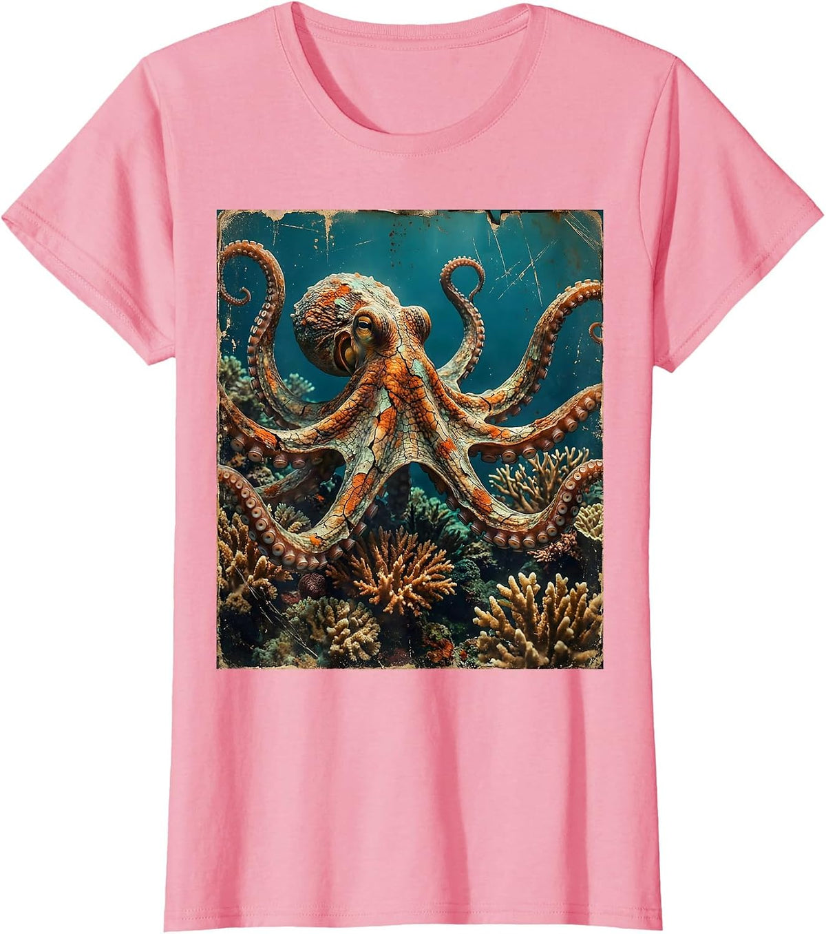 Women's Octopus Camo Coral Reef Camouflage Design T-Shirt - Pink