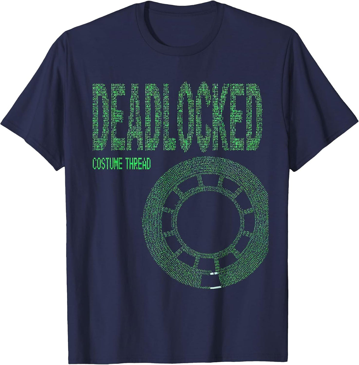 Costume Thread Deadlocked Ascii Terminal Art Funny Lazy T-Shirt - Navy Blue