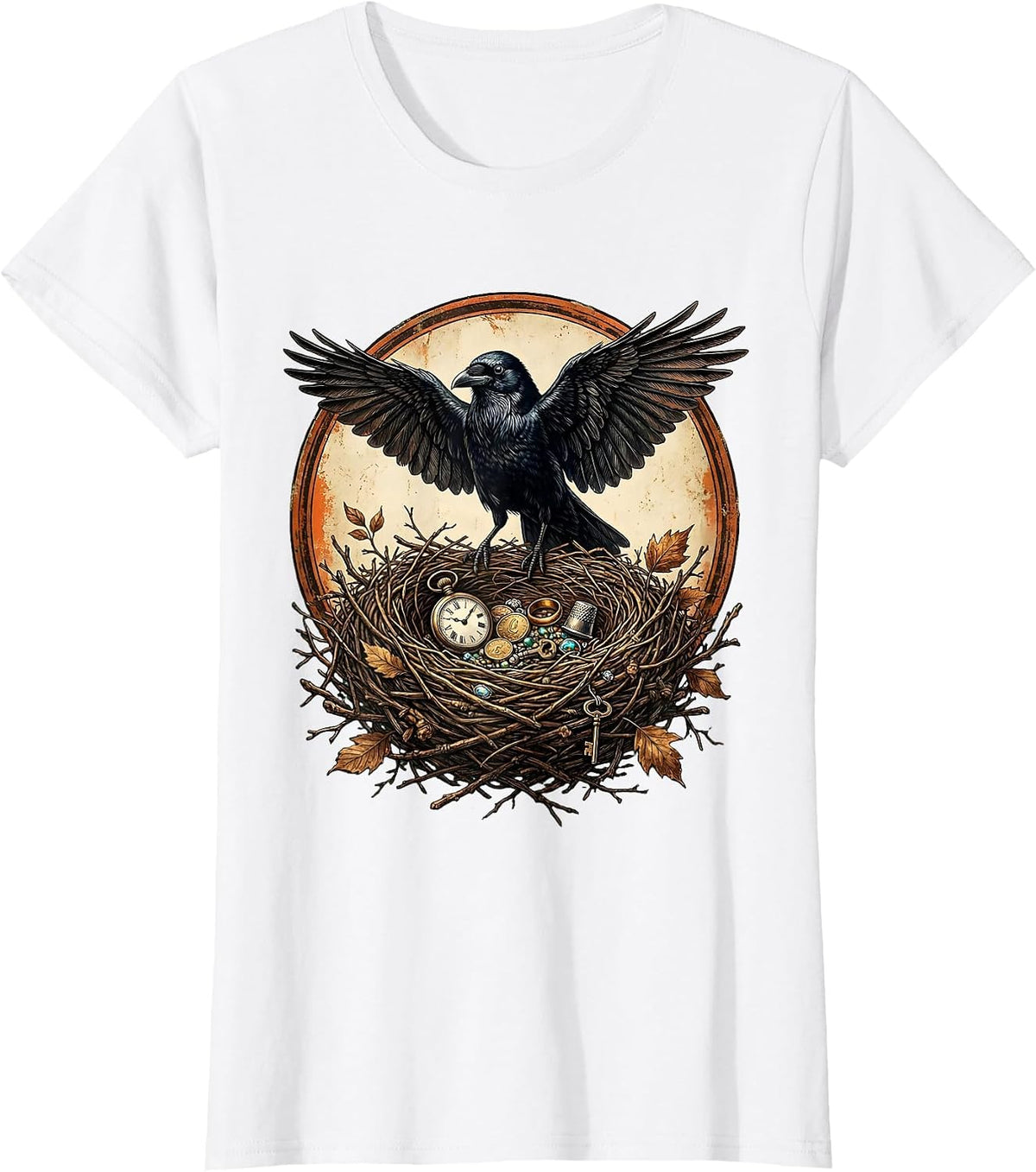 Crow Nest Shiny Treasures Collection Illustration T-Shirt - White