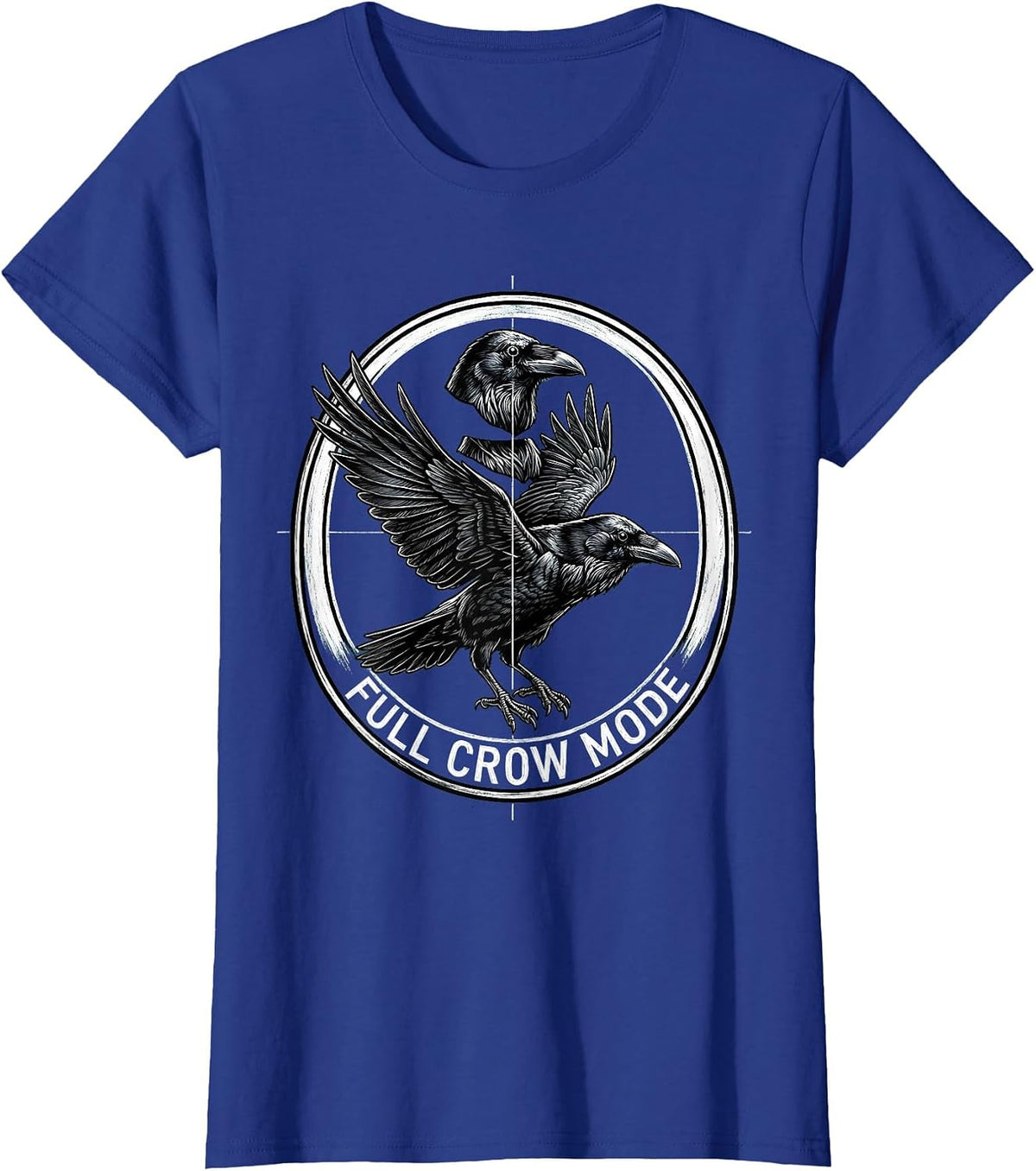 Women's Full Crow Mode Activated Bold Bird Design T-Shirt - Royal Blue