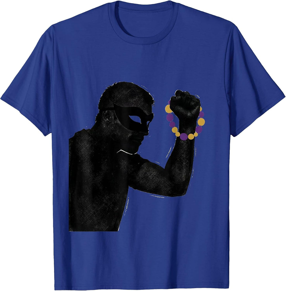 Reveler Mask Stencil Mardi Gras Carnival Party Costume T-Shirt - Royal Blue