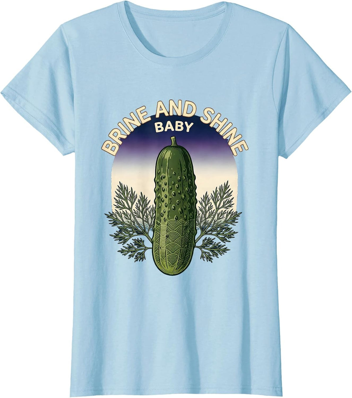 Brine and Shine Baby Pickle Lover Design T-Shirt - Baby Blue