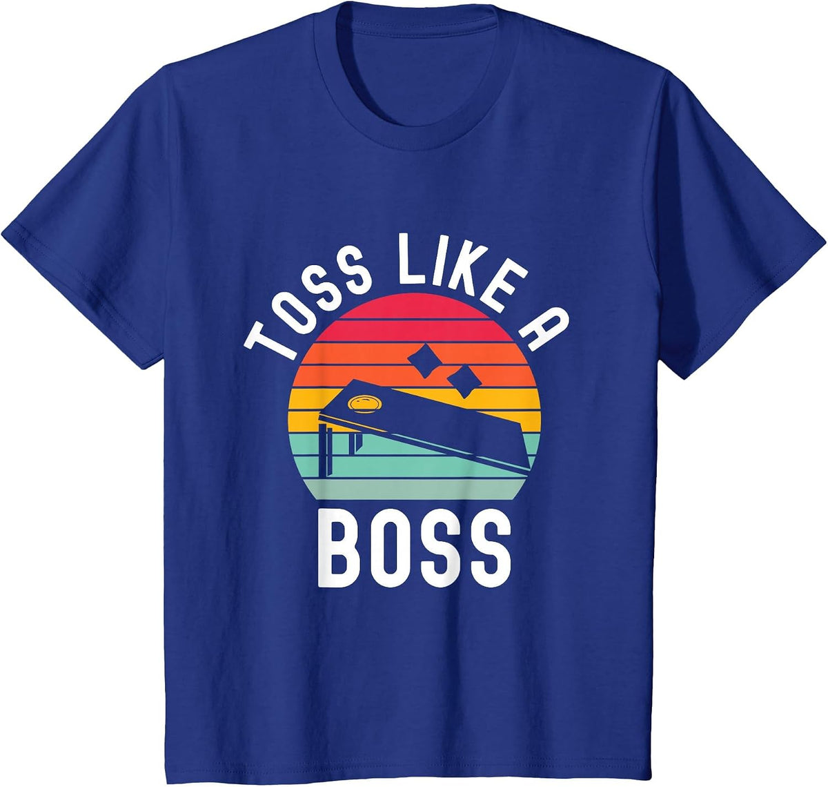 Toss Like A Boss Bean Bag Player Funny Cornhole T-Shirt - Royal Blue