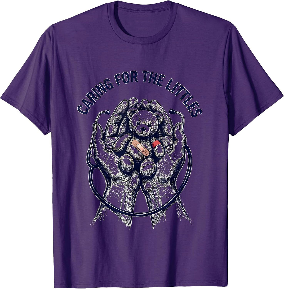 Caring for the Littles Pediatric Nurse Design T-Shirt - Purple