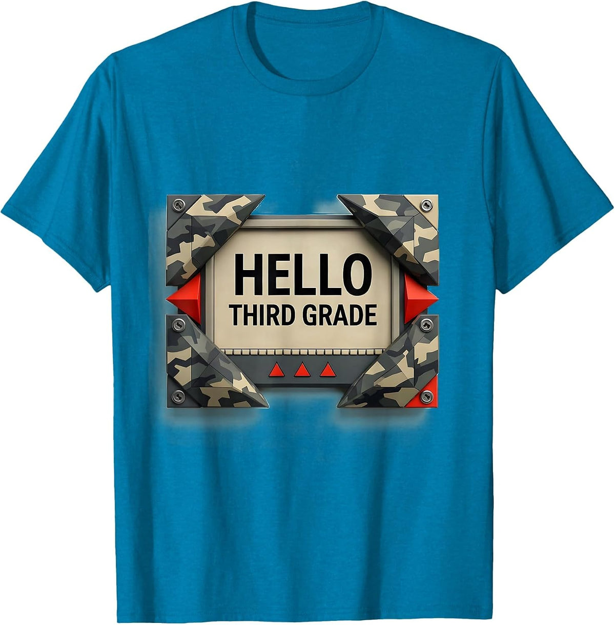 Hello Third Grade Geometric Camo Back To School Boys T-Shirt - Sapphire Blue
