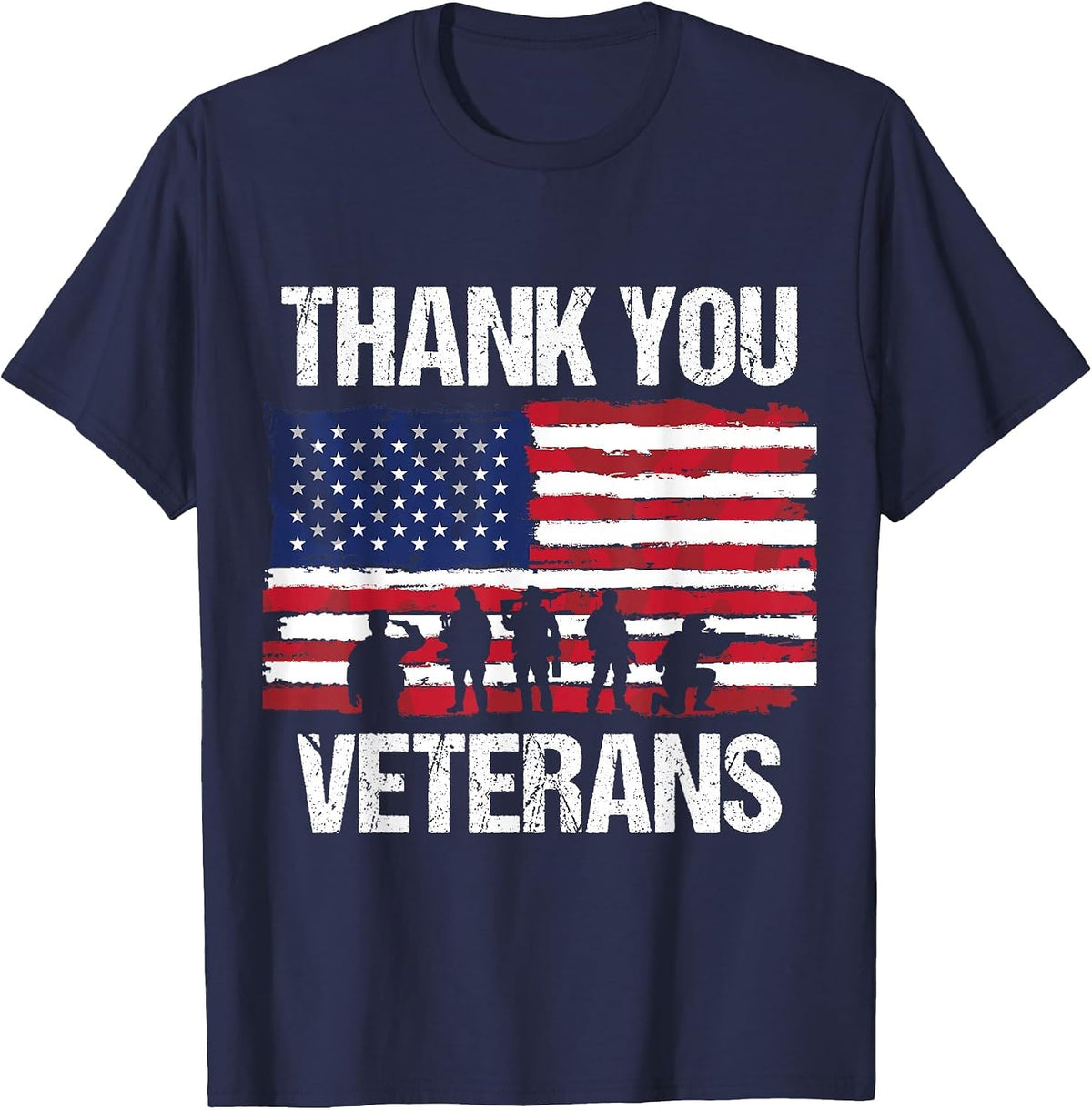 Thank You! Veterans Day & Memorial Day Partiotic Military T-Shirt - Navy Blue
