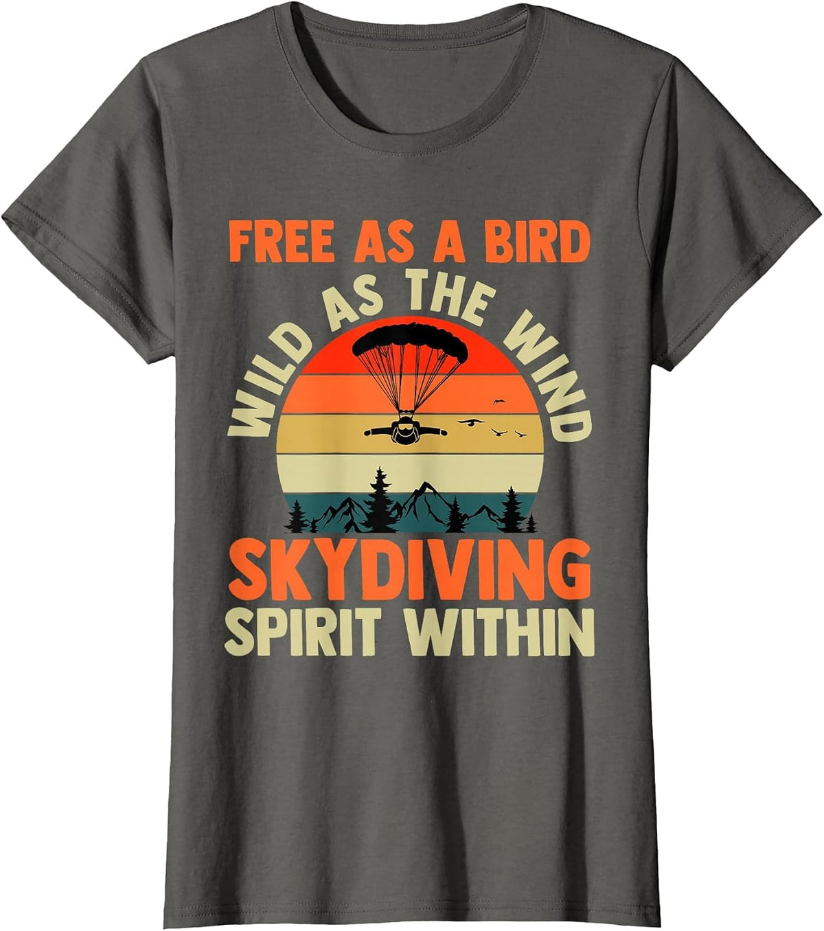 Parachuting Skydiver Skydiving T-Shirt - Asphalt Grey