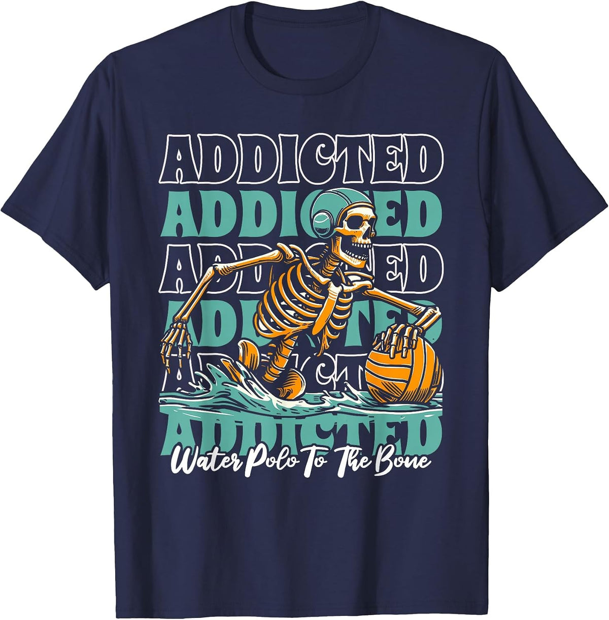 Player Skeleton - Waterpolo Sport Water Polo T-Shirt - Navy Blue