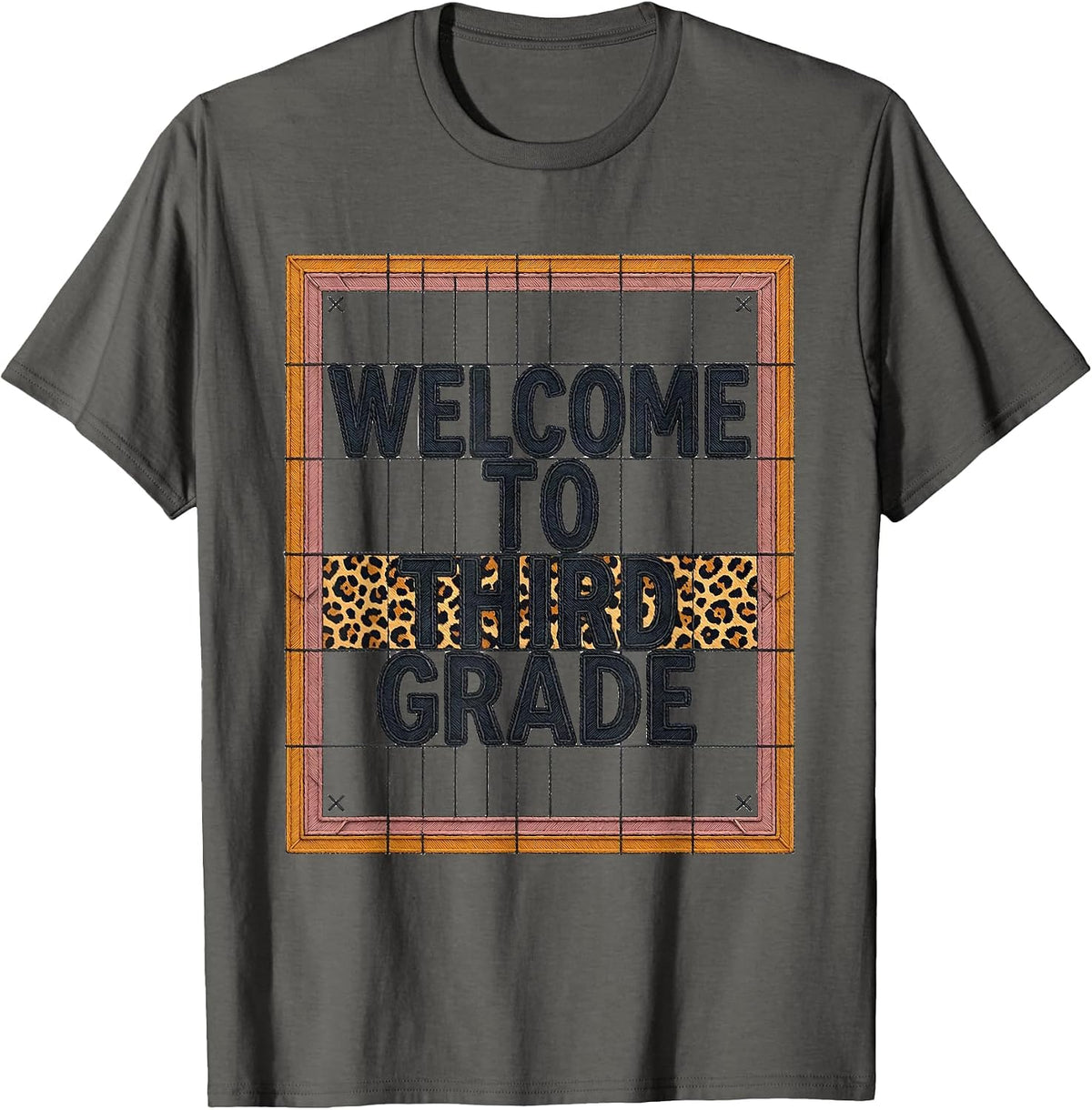 Men's Welcome To Third Grade Leopard Print Teacher Back To School T-Shirt - Asphalt Grey