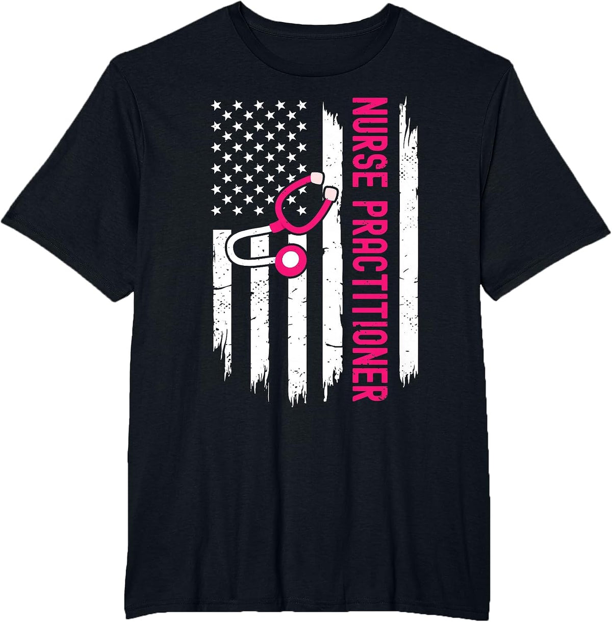Nurse Practitioner American Flag 4th of July NP Nursing T-Shirt - Black