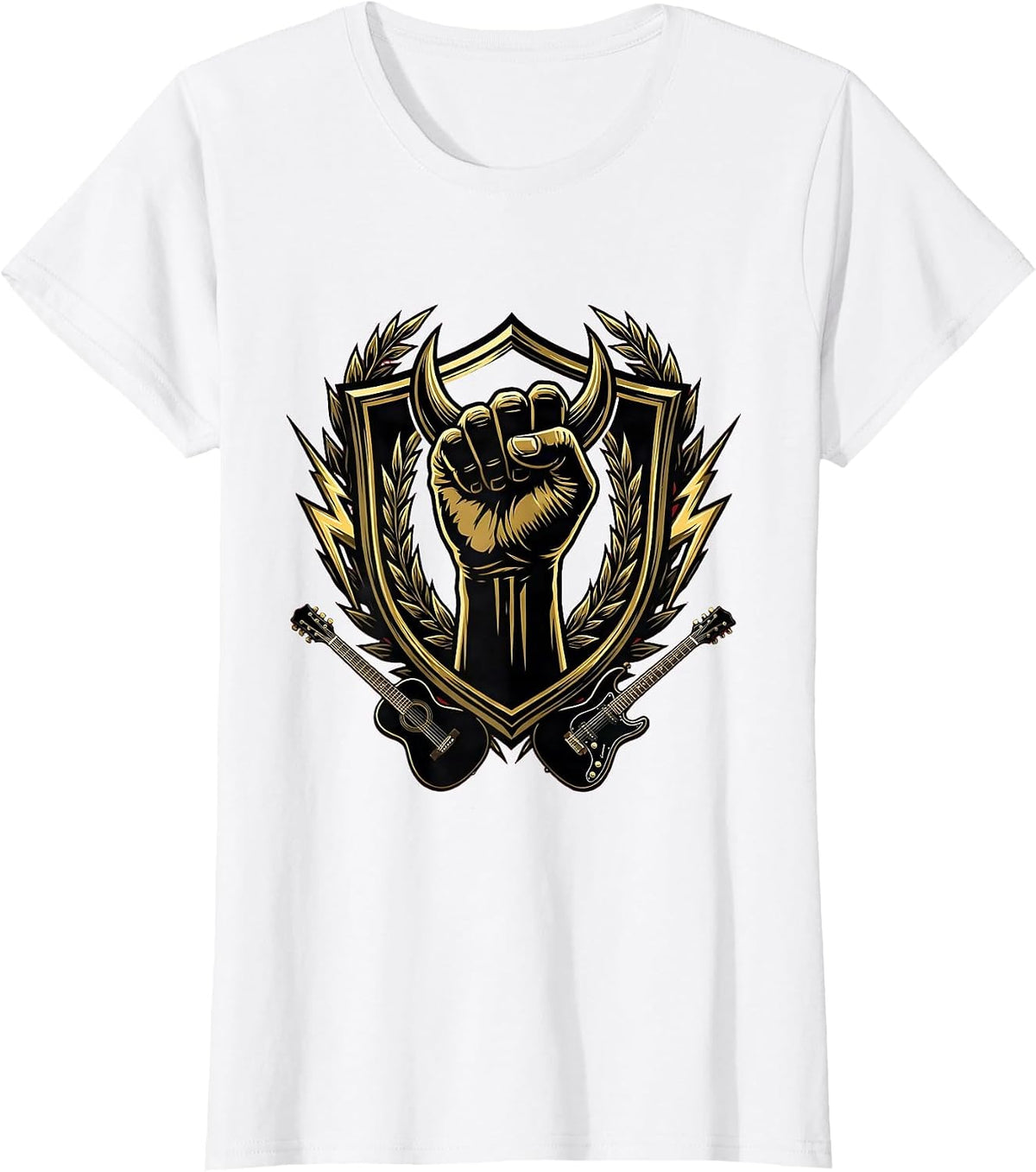Devil Horns Hand Sign Rock On Graphic T-Shirt - White