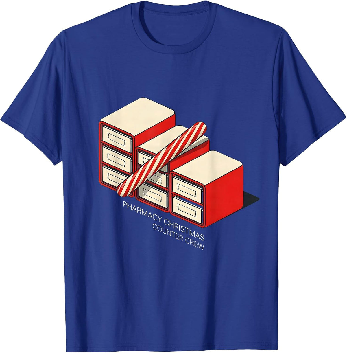 Men's Pharmacy Christmas Counter Crew Funny Pharmacist Tech T-Shirt - Royal Blue