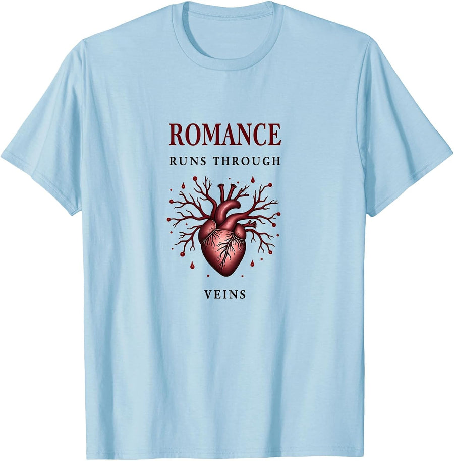 Dark Romance Runs Through Veins Lover Boy Design T-Shirt - Baby Blue