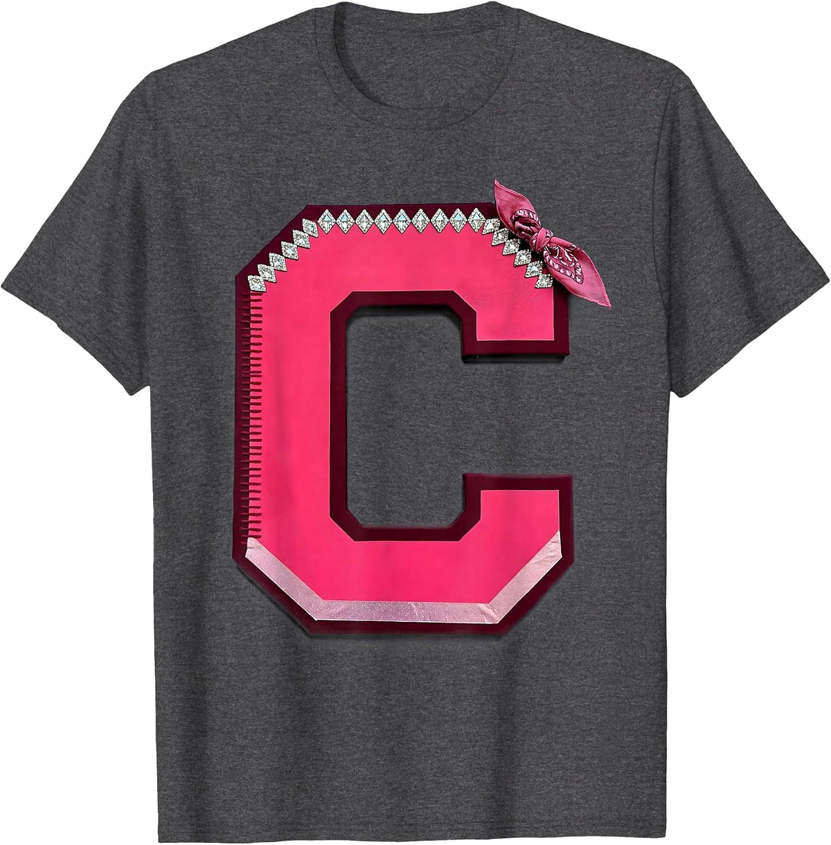Pink Cowgirl Horse with Pink Bandana Illustration T-Shirt - Dark Heather Grey