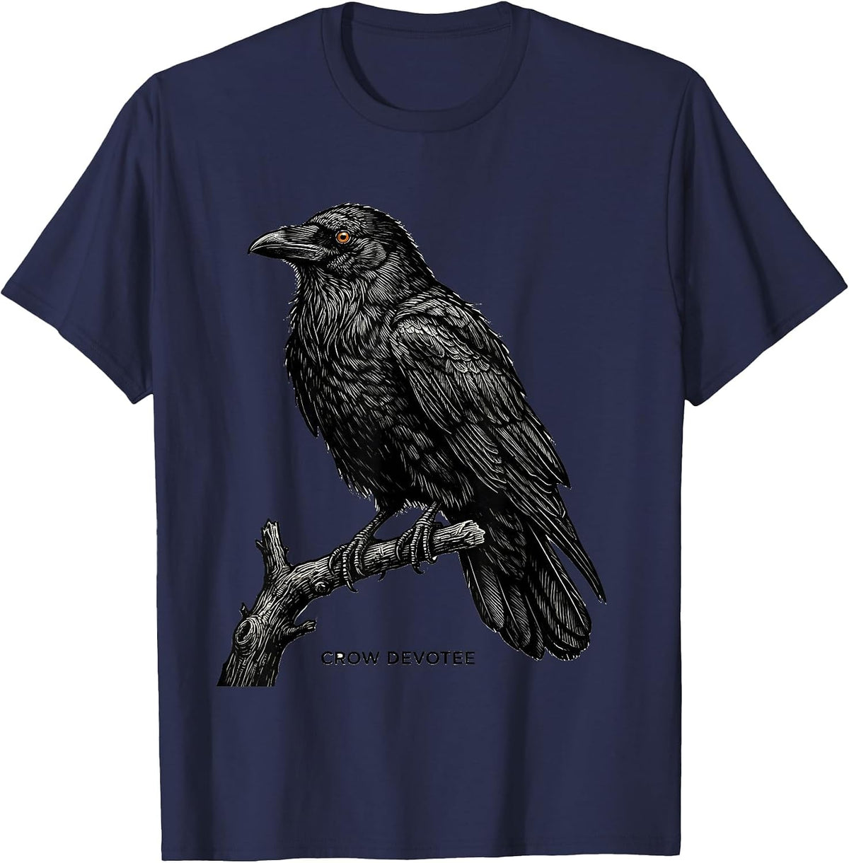 Men's Crow Devotee Gothic Nature Bird Enthusiast Dark Humor T-Shirt - Navy Blue