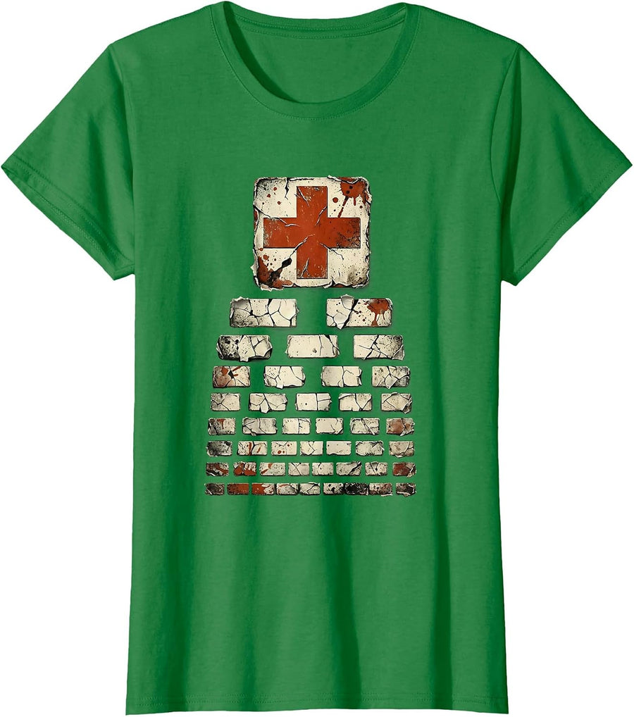 Women's School Nurse Eye Chart Graphic Design T-Shirt - Kelly Green