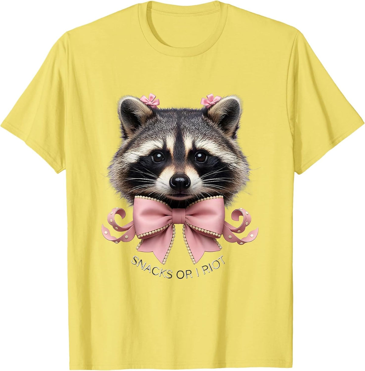 Men's Snacks Raccoon Snacks Or I Riot Design T-Shirt - Lemon Yellow