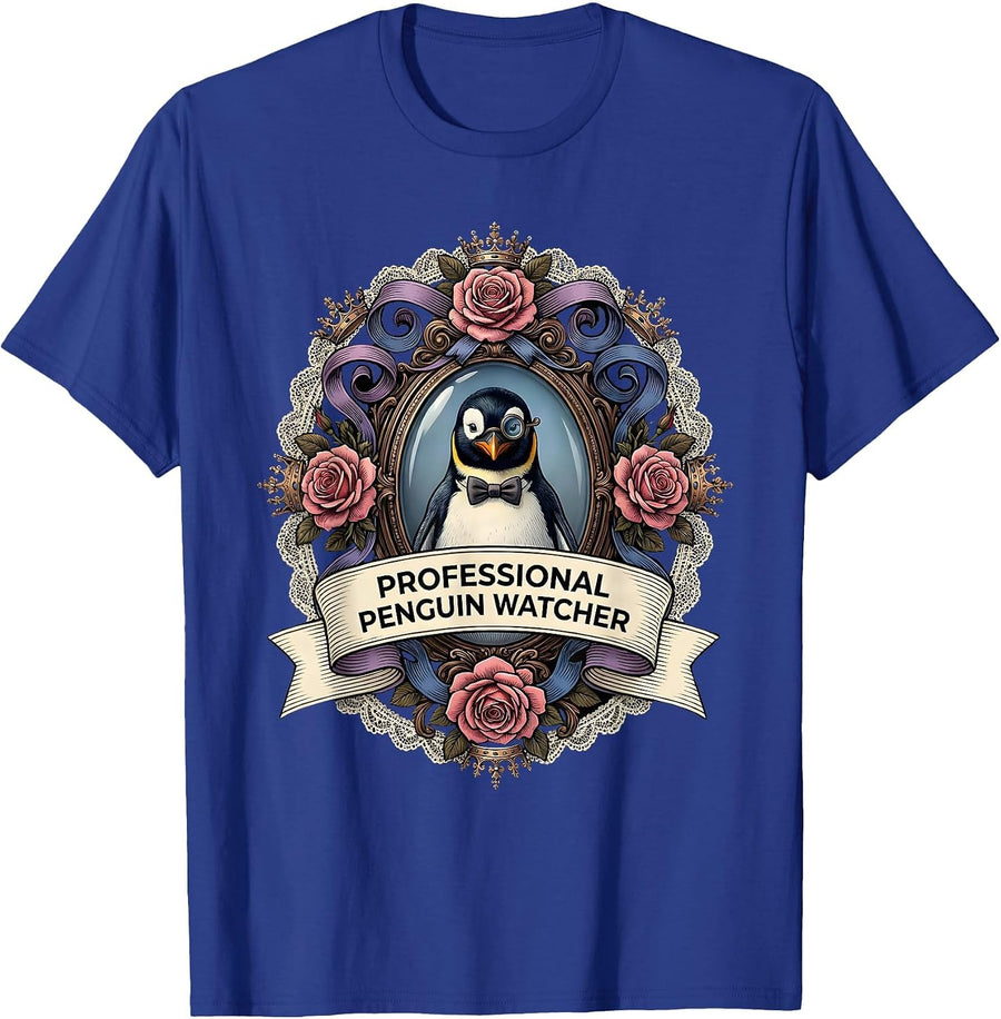 Professional Penguin Watcher Funny Bird Design T-Shirt - Royal Blue