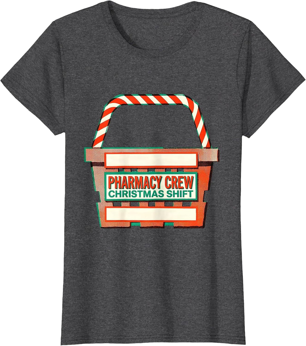 Women's Pharmacy Crew Christmas Shift Funny Pharmacist Tech Holiday T-Shirt - Dark Heather Grey