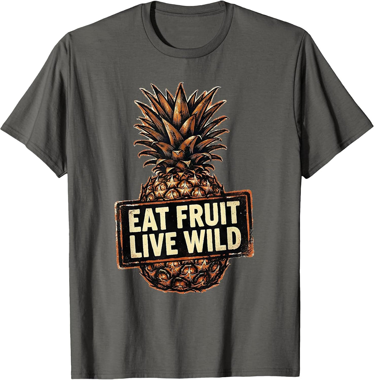 Men's Eat Fruit Live Wild Pineapple Graphic Design T-Shirt - Asphalt Grey