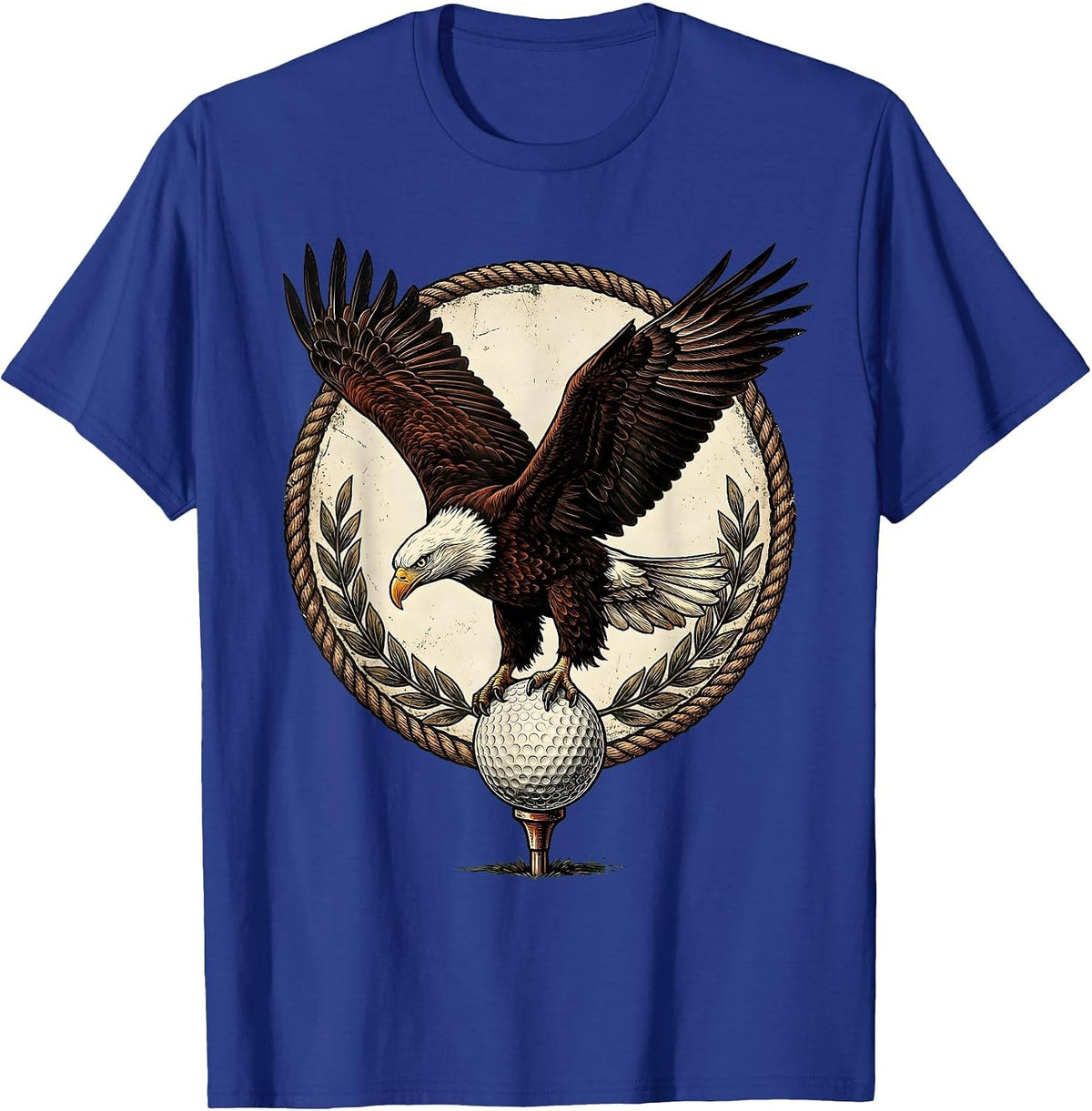 Bald Eagle Golf Dive Graphic Tee T-Shirt - Royal Blue