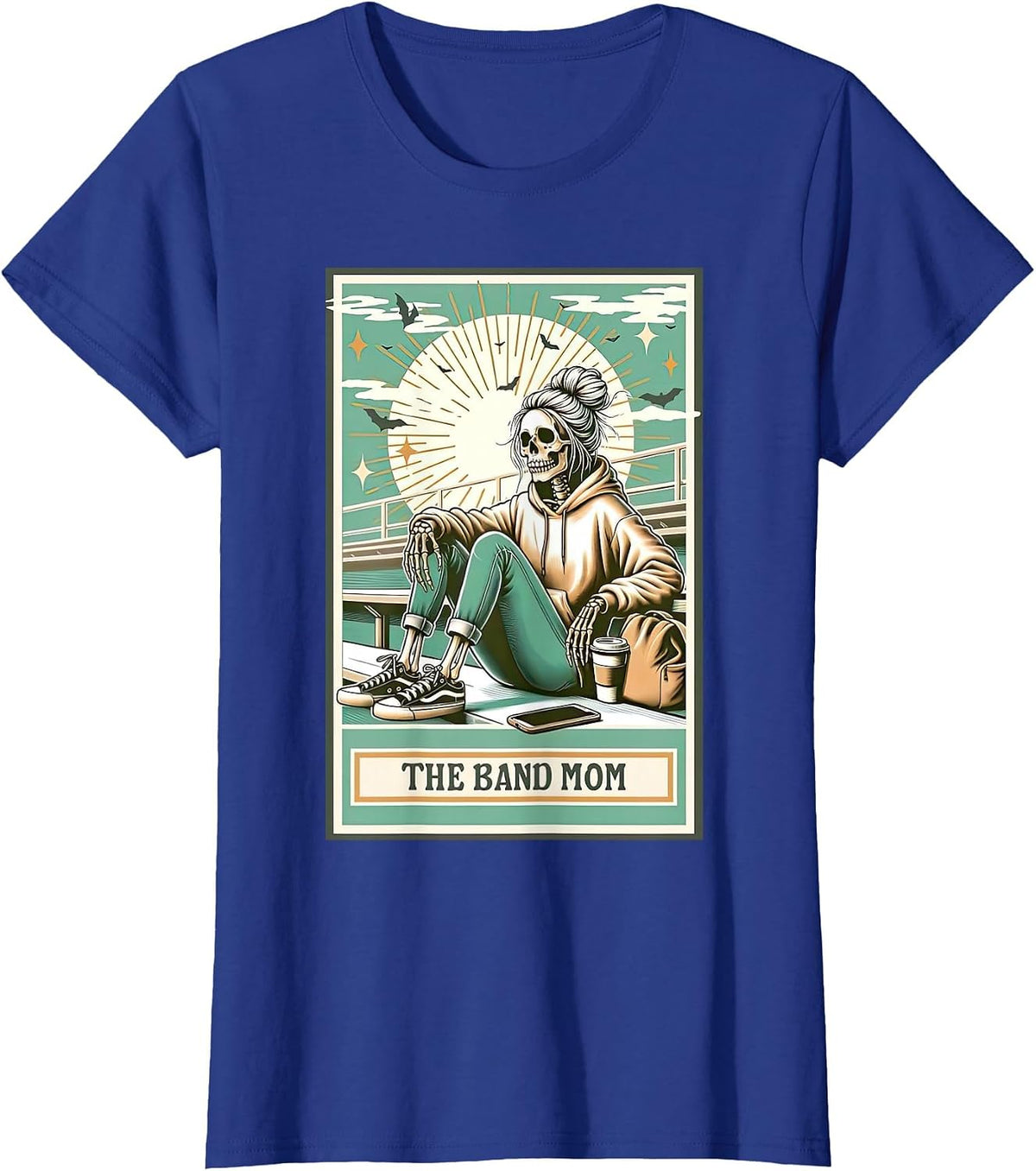 Band Mom Skeleton Tarot Card Proud Musical Marching Band T-Shirt - Royal Blue