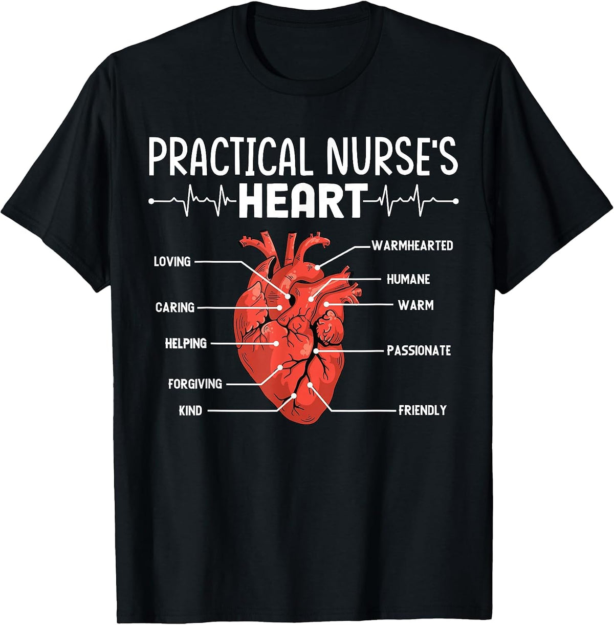 Funny Practical Nurses Heart for Lover Nurse T-Shirt - Black