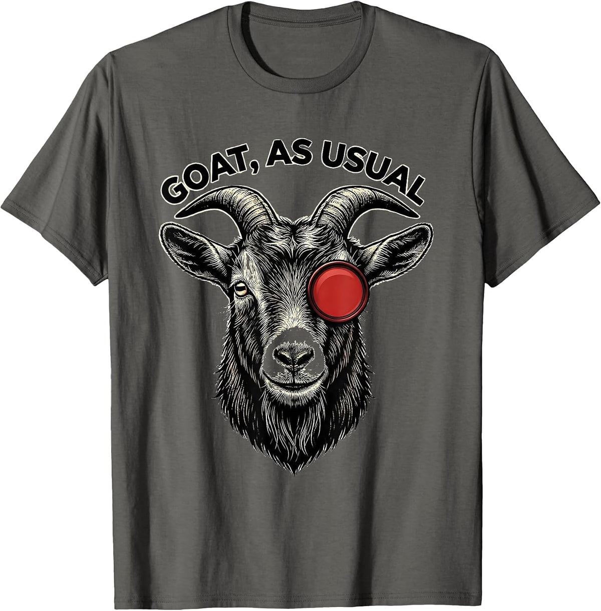 GOAT As Usual Tattoo Humor Cool Goat Face Novelty T-Shirt - Asphalt Grey