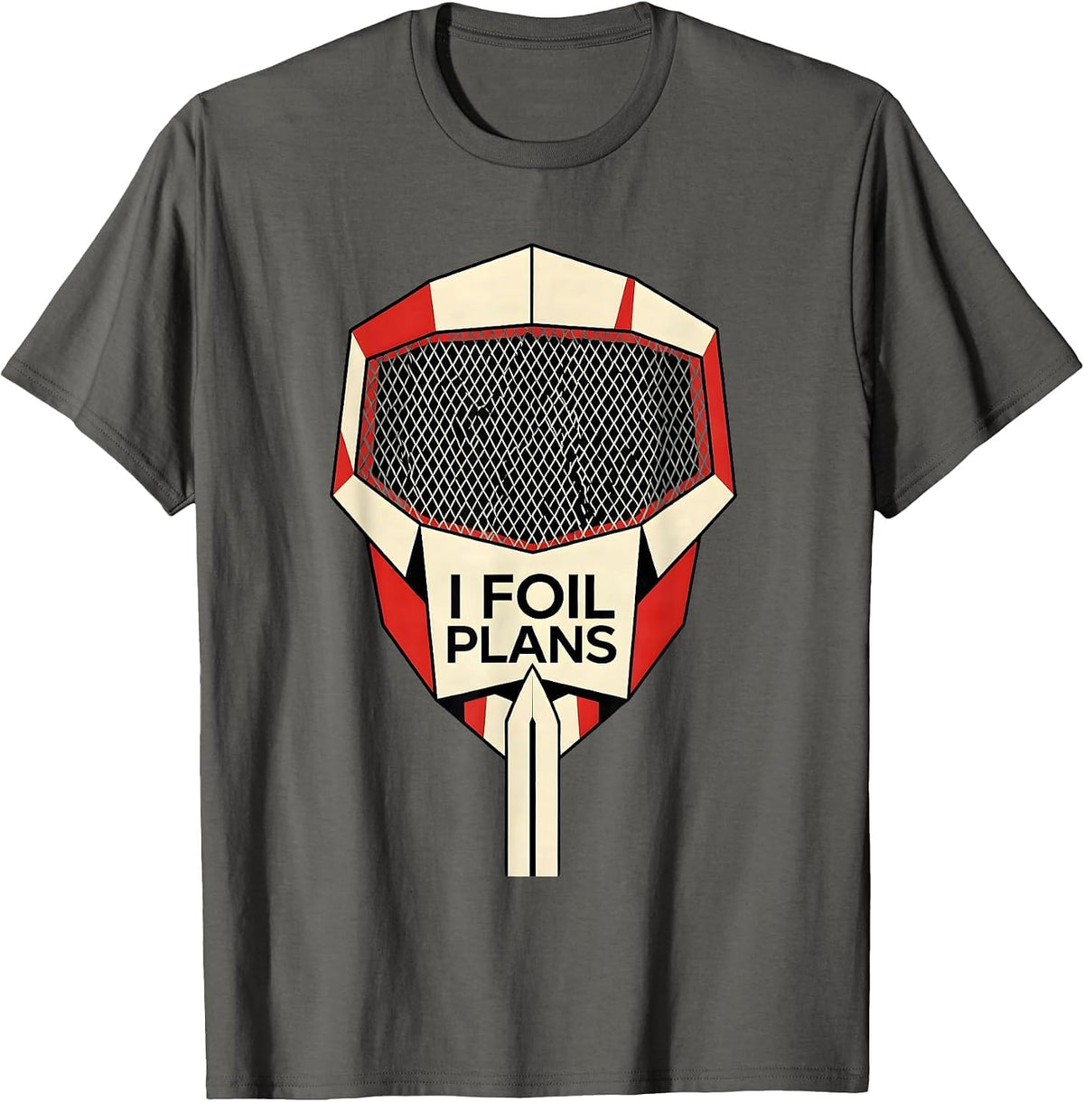 Men's I Foil Plans Geometric Fencing Humor Fencer Sport T-Shirt - Asphalt Grey