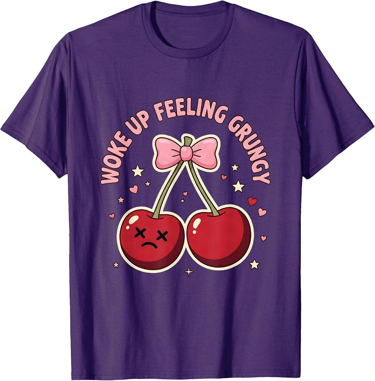 Woke Up Feeling Grungy Distressed Rock Design T-Shirt - Purple
