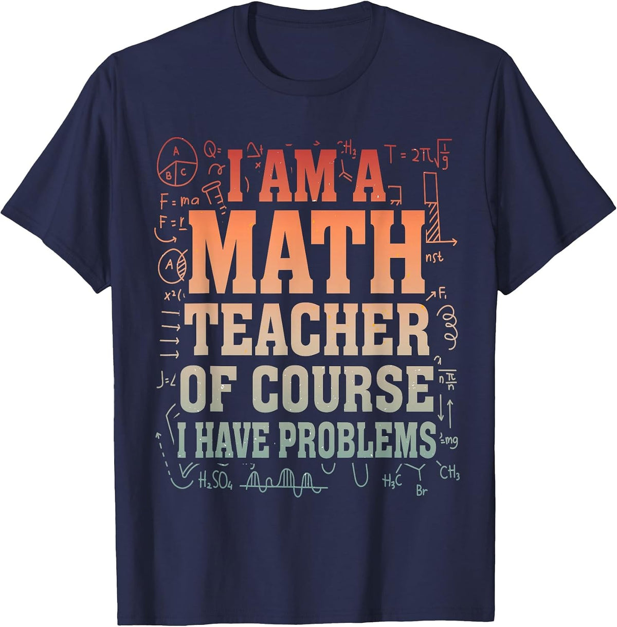Math Teacher Humor Pi Number Symbol Funny Vintage Mathematic T-Shirt - Navy Blue