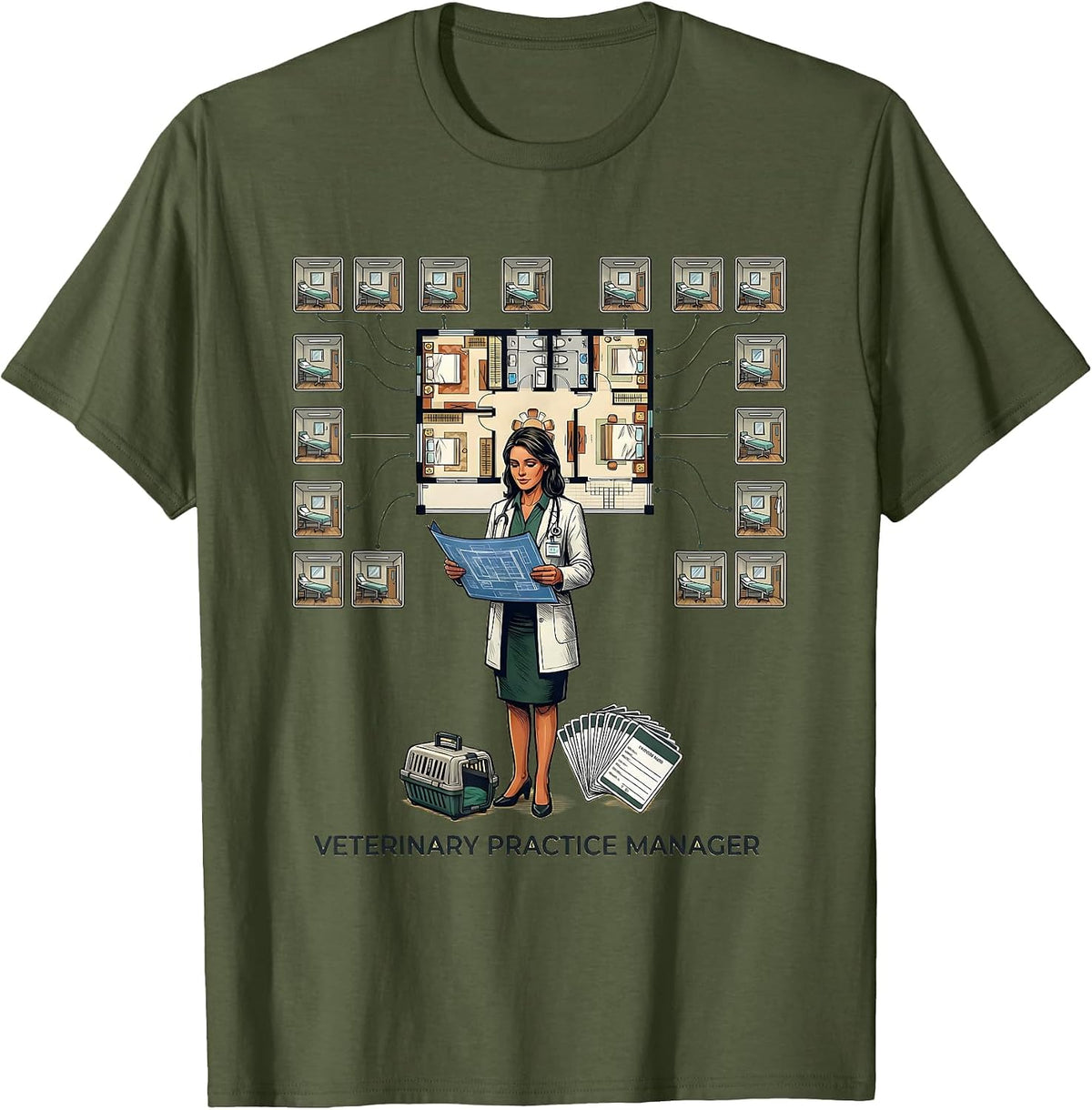 Veterinary Practice Manager Funny Vet Tech Gift T-Shirt - Olive Green