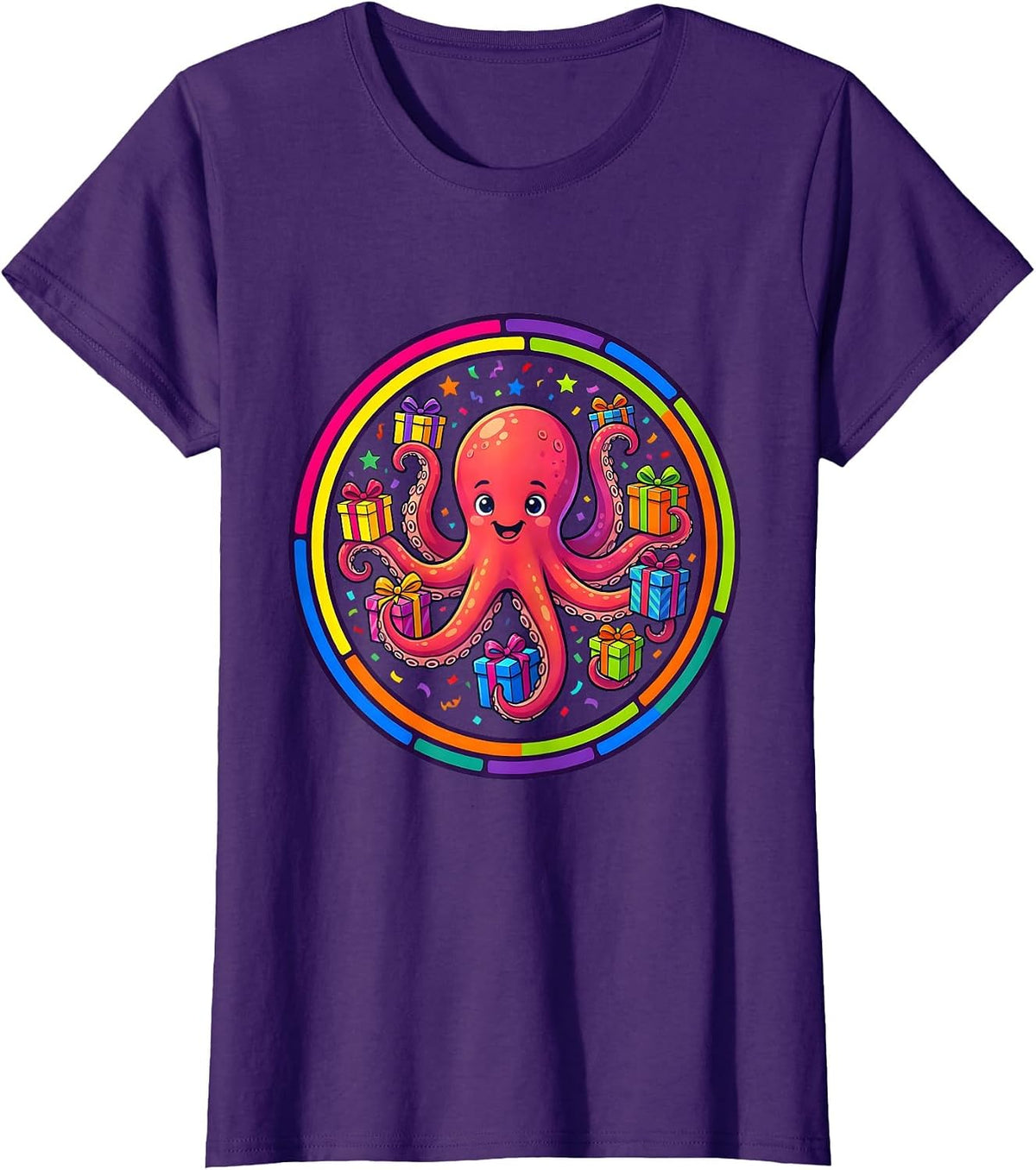 Women's Octopus Birthday Gift Holder Funny Celebration T-Shirt - Purple