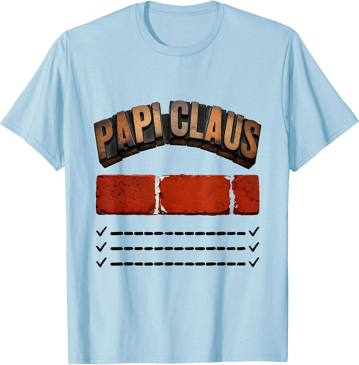 Men's Papi Claus Festive Family Holiday Matching Pajama Role T-Shirt - Baby Blue