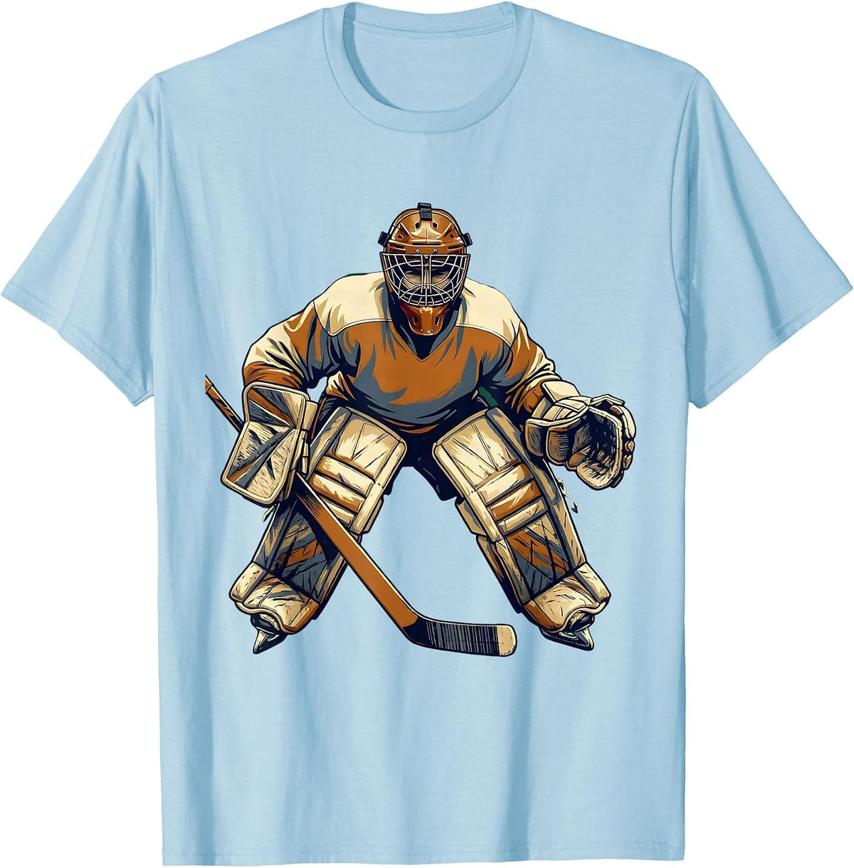 Men's Vintage Hockey Goalie Classic Leather Mask Graphic T-Shirt - Baby Blue