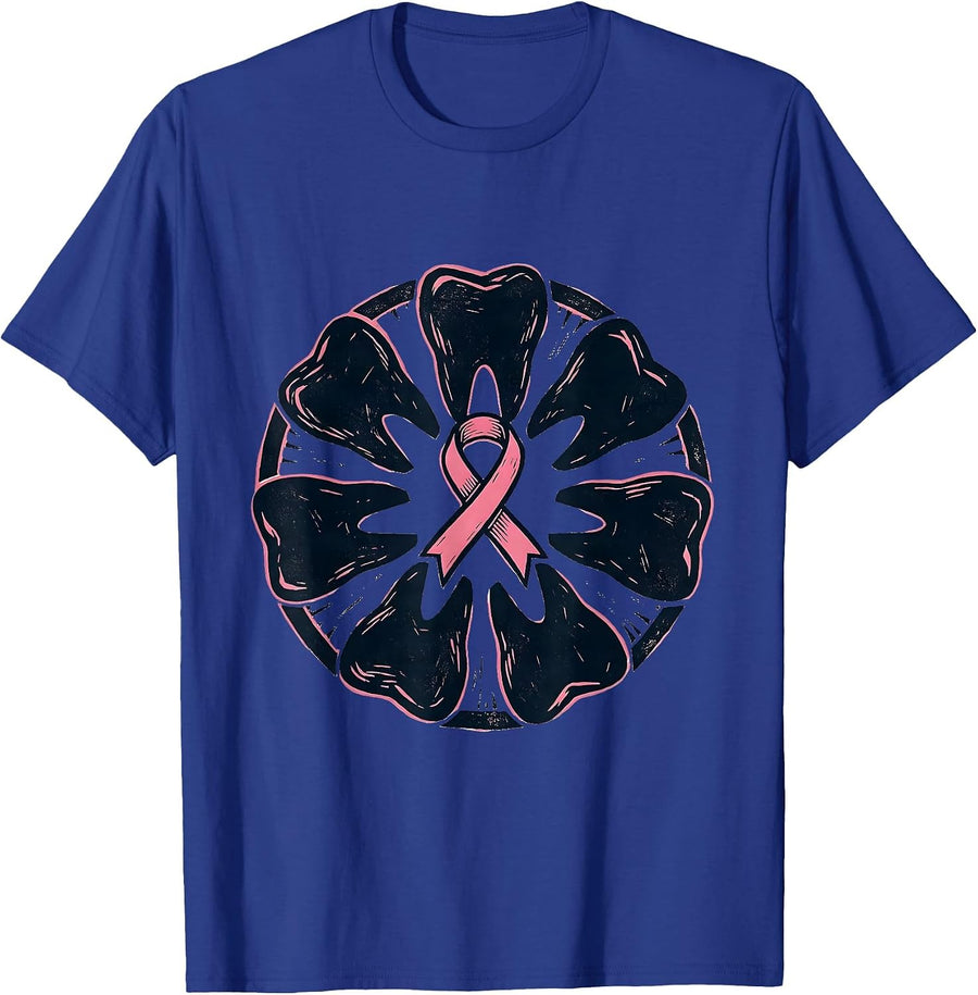 Sealed Dental Tooth Badge Breast Cancer Awareness Month T-Shirt - Royal Blue