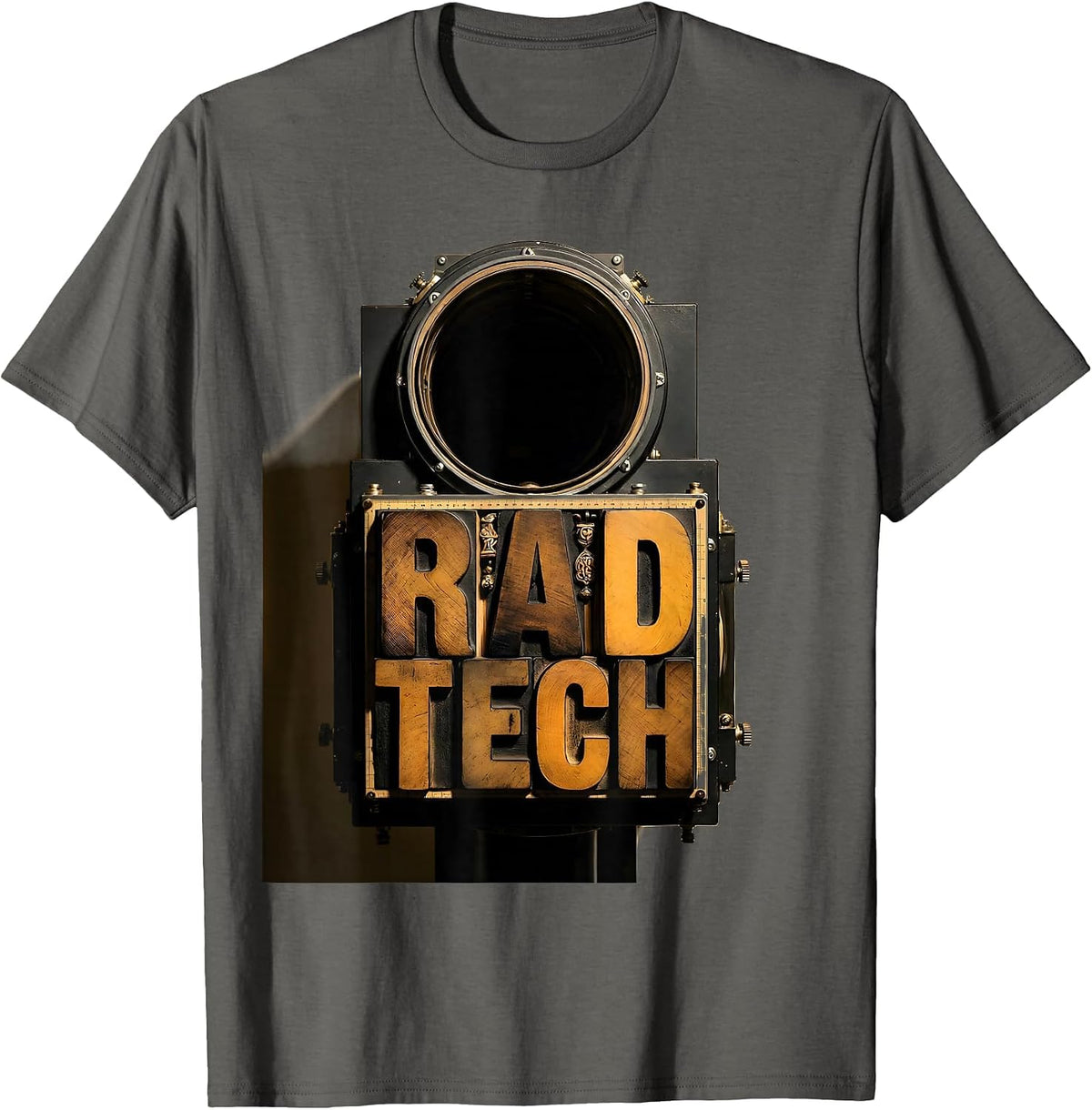 RAD TECH Wood Type Letterpress Radiology Tech Cute Coquette T-Shirt - Asphalt Grey