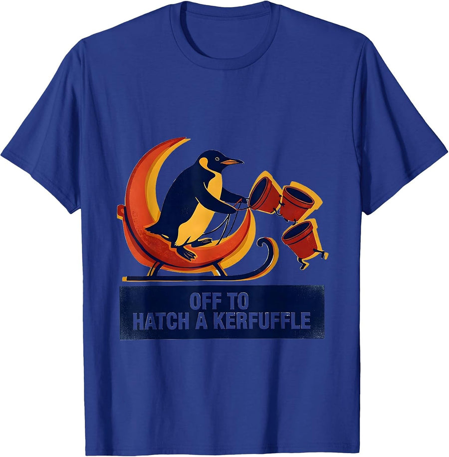 Off To Hatch A Kerfuffle Whimsical Penguin Cottagecore Humor T-Shirt - Royal Blue