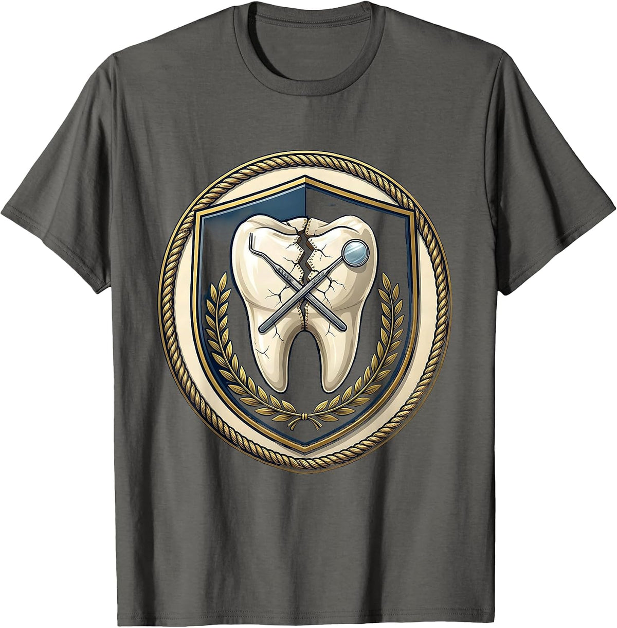 Cracked Molar Repair Dental Assistant Graphic T-Shirt - Asphalt Grey